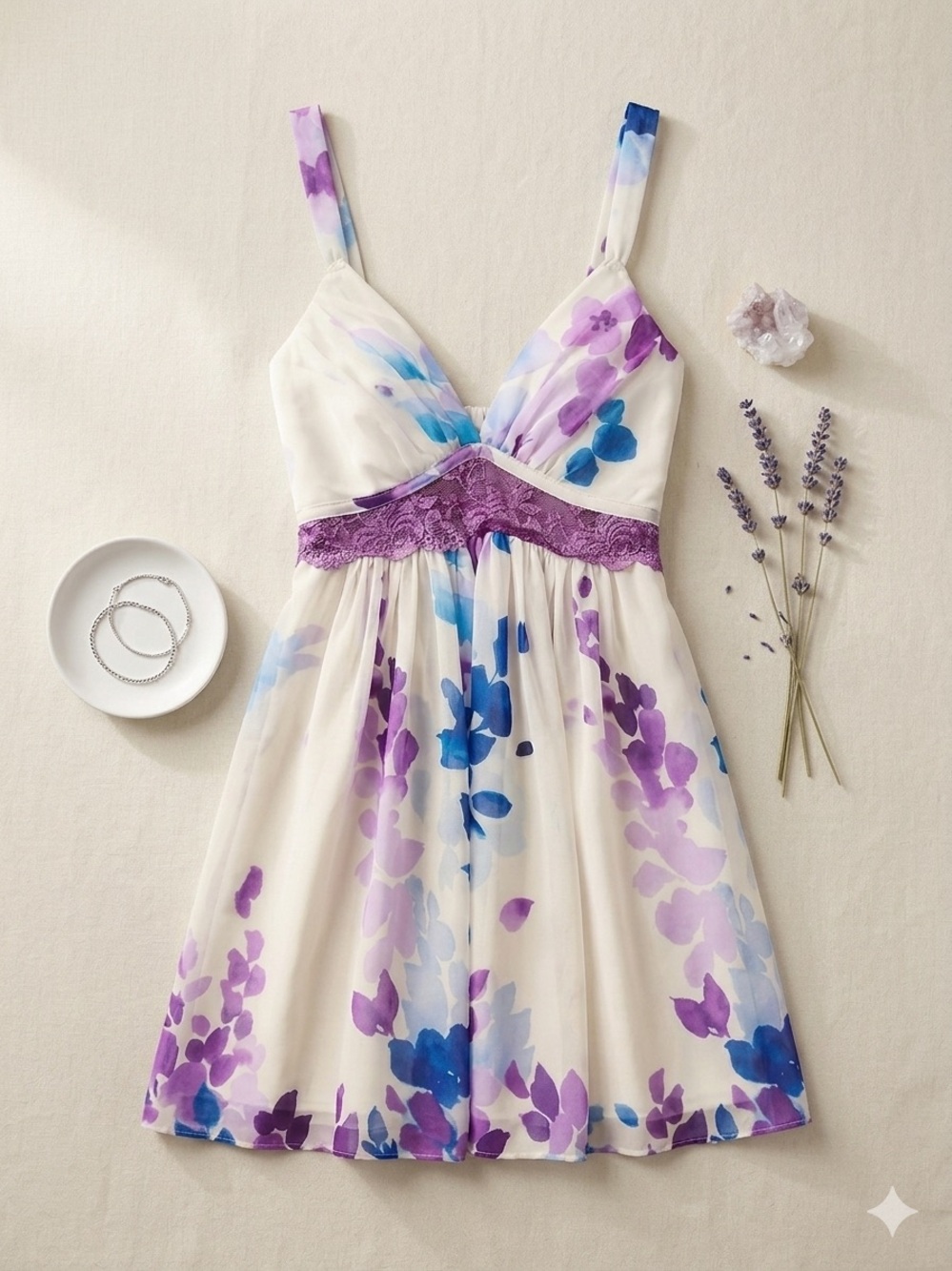 In Bloom Purple and Blue Floral Blouse